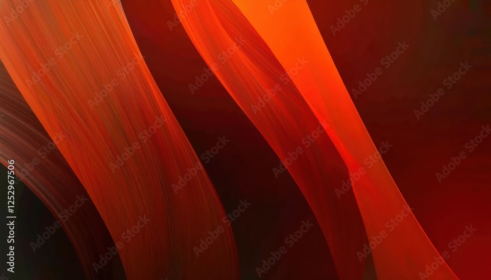 Poster abstract red fabric texture with layered curves in dynamic motion, minimalist background for graphic design and presentation