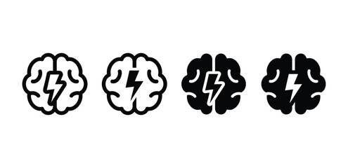 brainstorming with lightning bolt icon symbol vector design black white color simple flat illustration sets