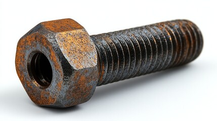 Rusty bolt on white background, industrial detail (3)