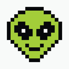 alien pixel art icon vector illustration.