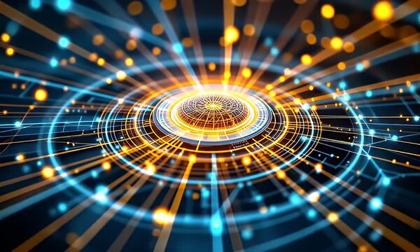Abstract digital network glowing hub