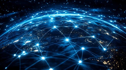 Digital Earth with Glowing Network Connections