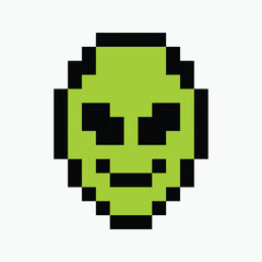 alien pixel art icon vector illustration.
