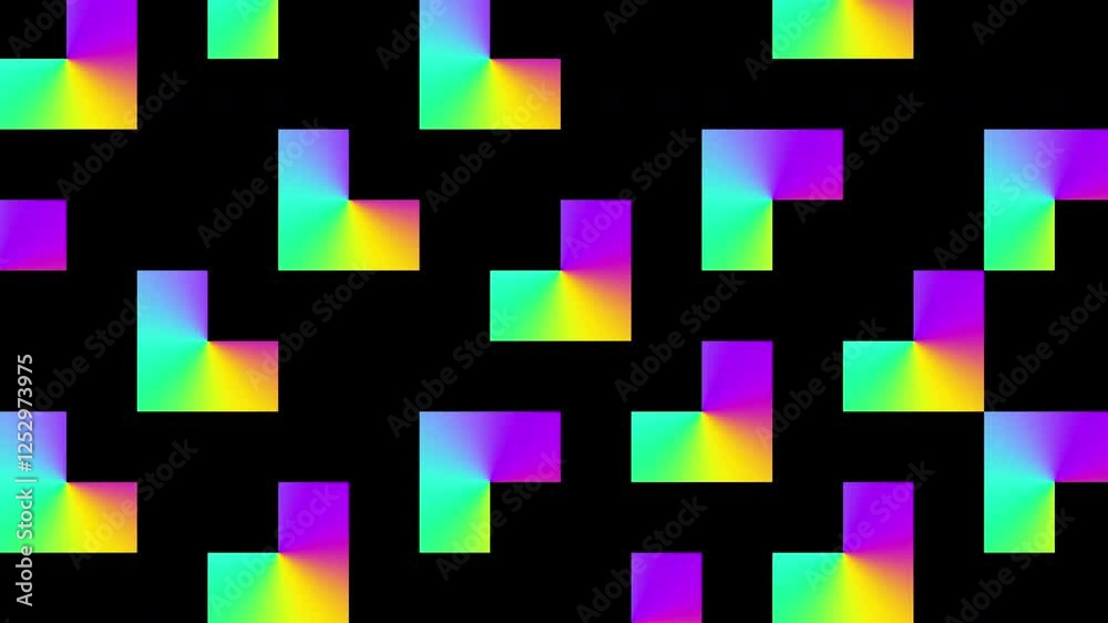Poster Animated mosaic gradient, seamless loop background. 4k loop abstract tile mosaic background