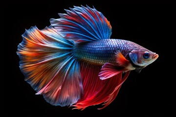 Fototapeta premium Elegant Halfmoon Betta Fish Silhouette, Dark Background Stock Photo