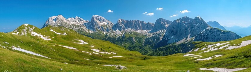 Fototapeta premium Breathtaking mountain panorama in summer.