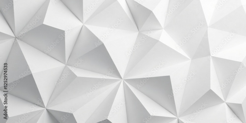 Poster Abstract White Geometric Pattern  Complex Interlocking Triangles Forming a Modern Textured Background
