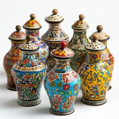 Exotic Spice Jars Decorated Vibrantly Presented