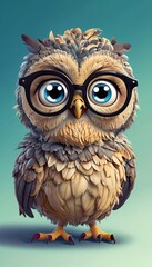Obraz premium Wise owl in glasses: a cute illustration for a children's book.