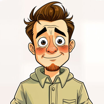 Cartoon Man with Wide Eyes and Open Mouth: average joe