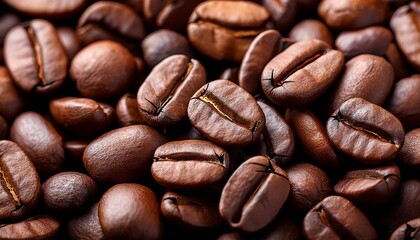 Fototapeta premium Coffee beans background, dark roasted coffee-beans closeup