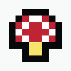 mushroom pixel art icon vector illustration.
