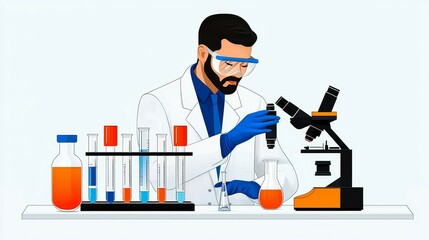 Global Health concept. Scientist analyzing samples with lab equipment in a modern laboratory setting.