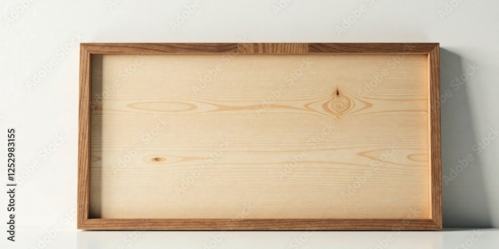Poster simple wooden frame with light-colored wood panel ideal for mockups and presentations