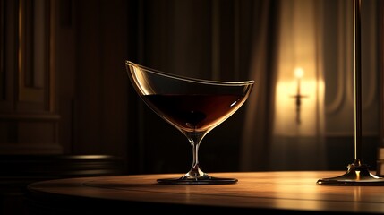 Elegant Dark Cocktail in a Modern Glass, Luxurious Interior Setting