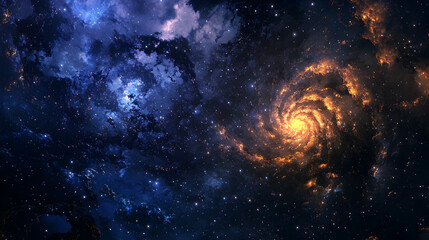 Fototapeta premium A mesmerizing view of a colorful galaxy with shades of blue and purple, surrounded by glowing nebulae and millions of stars