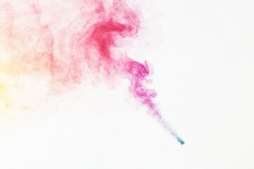 Colorful smoke explosion in vibrant pink, yellow, and blue tones against a clean white background, creating a modern and dynamic visual concept