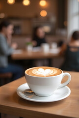 Fototapeta premium a cup of coffee on wooden table
