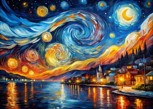 Expressive White Motion Oil Painting - Night Photography