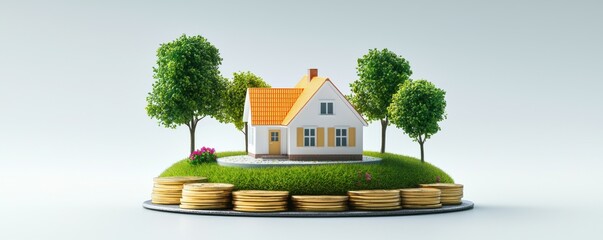 Investing in real estate home ownership financial growth modern living serene environment aerial view wealth concept