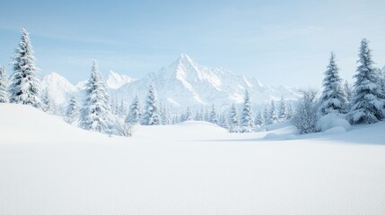 Obraz premium Snowy Mountain Landscape; Winter Scene; Tranquil Nature; Perfect for background or wallpapers
