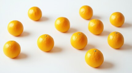 Ultra HD image of a fresh orange cluster, beautifully arranged with a striking contrast against the white background.