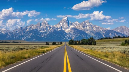Naklejka premium Grand Teton National Park: Scenic Highway Journey
