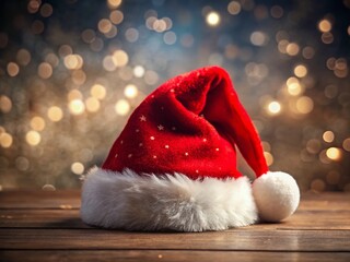 Festive Red Santa Hat with Copy Space - Christmas Holiday Background