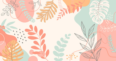 Spring background with beautiful. flower background for design. Colorful background with tropical plants.