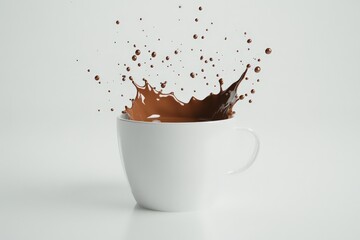 Coffee Splashing on White Background