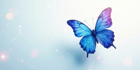 Serene Blue Butterfly in Gentle Light, a Symbol of Transformation and Hope