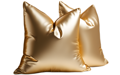 A high-quality decorative throw pillow with a metallic sheen on a empty plain background