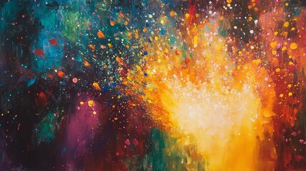 Fototapeta premium An energetic explosion of color powders, with red, blue,