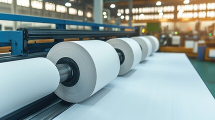 Industrial paper production process manufacturing facility photography indoor close-up efficiency and technology
