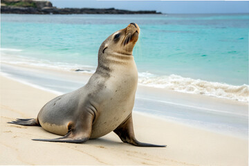 Fototapeta premium Wildlife On Sandy Beachscape At Shore Line Ocean Fronting Coastline Environment