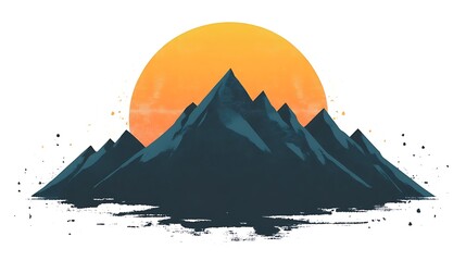 Majestic Mountains Silhouette Against a Setting Sun