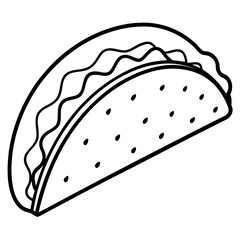 Stylized Taco Outline Design for Prints