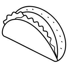 Stylized Taco Outline Design for Prints