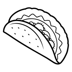 Stylized Taco Outline Design for Prints