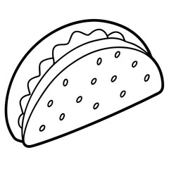 Stylized Taco Outline Design for Prints