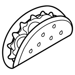 Stylized Taco Outline Design for Prints