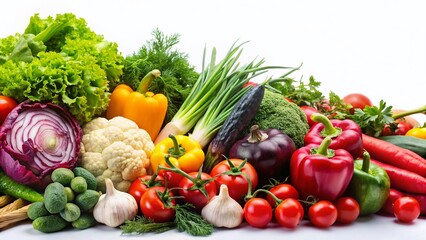 Fresh Vegetable Mix: Colorful Assortment of Healthy Produce Isolated on White Background