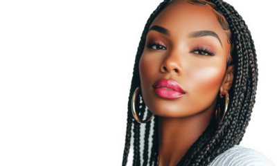 A front facing photo of a fashionable African American woman's face