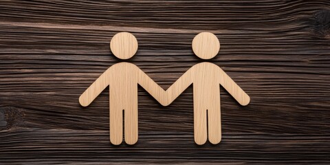 Supporting each other in unity community setting symbolic image wooden background close-up friendship concept