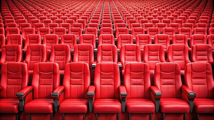 Naklejka premium Detailed and Professional Close-up of Empty Red Cinema Theater Seats