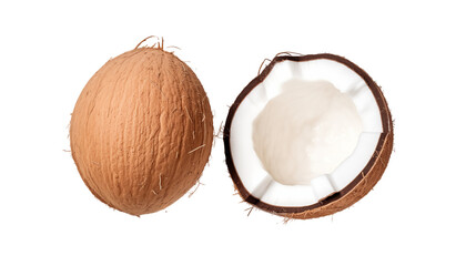 Fresh Whole Coconut Isolated on Transparent Background