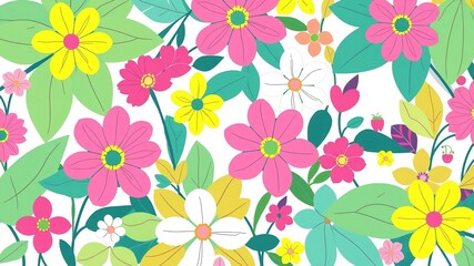 Obraz premium Floral Symphony: Vibrant Geometric Patterns Dance on a Botanical Tapestry