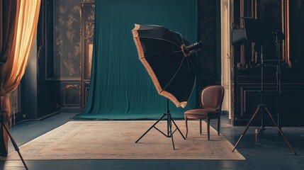 Photography studio setup with vintage elements