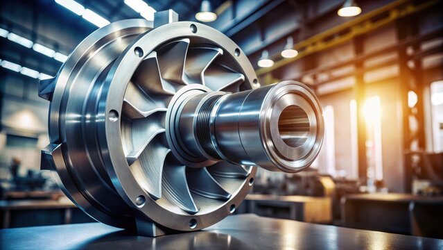 Close-up shot of a centrifugal pump impeller with visible blades and hub