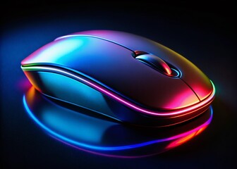 Glowing Bluetooth Mouse Silhouette Dark Background Stock Photo